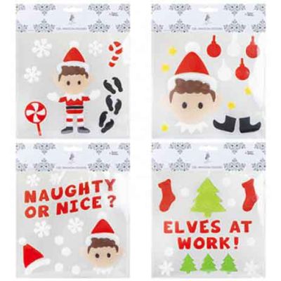 20cm 4assorted Elf Gel Window Stickers