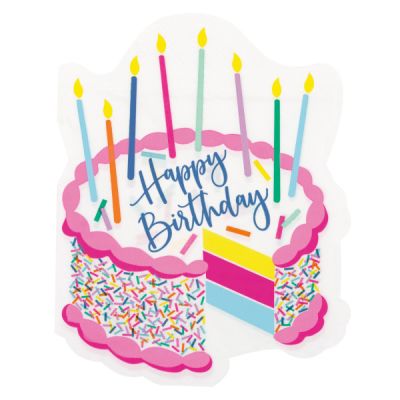 Pink Sprinkle Cake Shaped Luncheon Napkins (pack quantity 16)