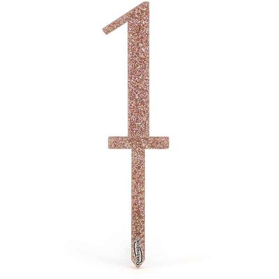 No.1 Acrylic Sparkling Fizz Rose Gold Cake Topper