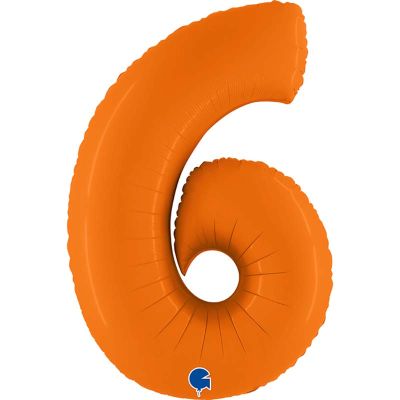 40 Inch Number 6 Matte Orange Foil Balloon