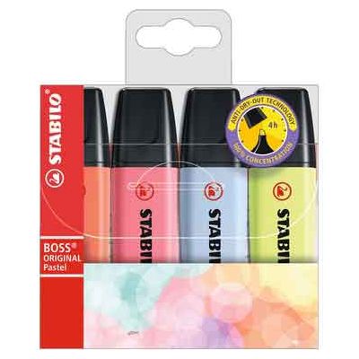 Assorted Pastel Colours Stabilo Boss Original Highlighters (pack quantity 4)