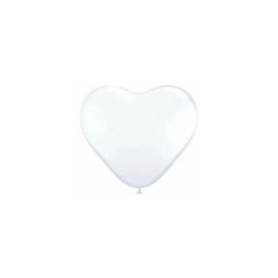  6 Inch White Heart Qualatex (pack quantity 100) 