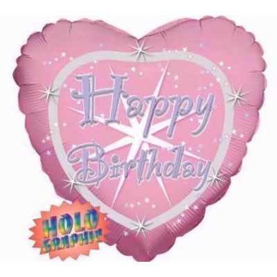 18 Inch Happy Birthday Heart Foil Balloon