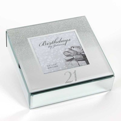 21st Glitter Mirror Trinket Box