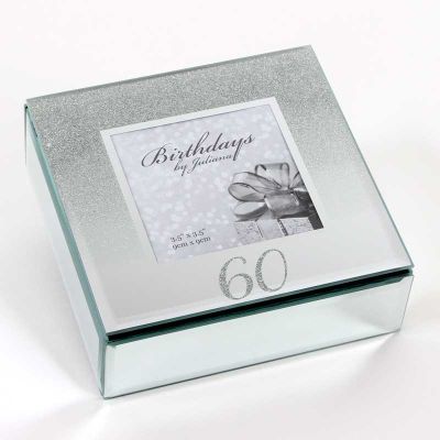 60th Milestones Glitter Mirror Trinket Box