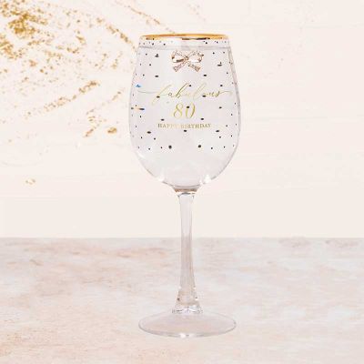 80th Birthday Wine Glass
