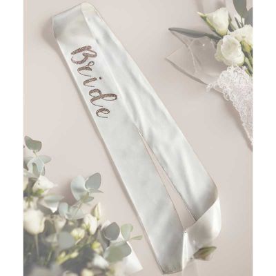 Soft White Diamante Bride Sash