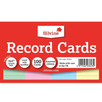 5x3 Inch Record Cards (pack quantity 100)