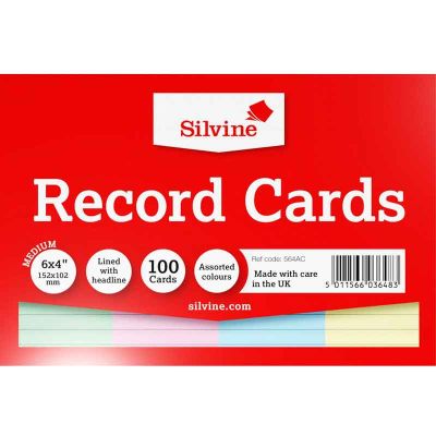 6x4 Inch Record Cards (pack quantity 100)