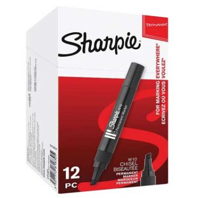 Black Chisel Tip Sharpie Permanent Marker 12s