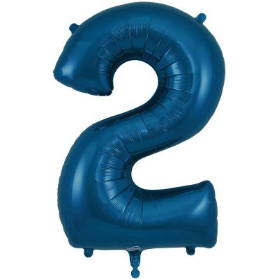 34 Inch Number 2 Navy Blue Jumbo Foil Balloon