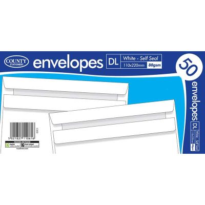 Dl White Self Seal Envelopes (pack quantity 50)