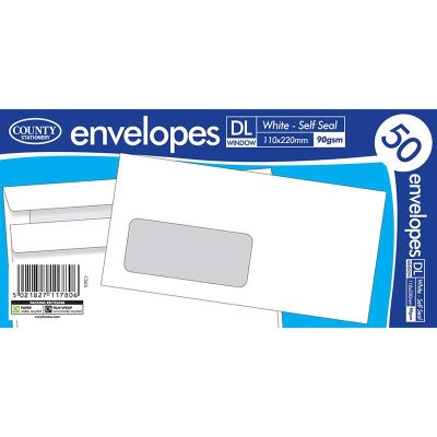 Dl White Window Self Seal Envelopes (pack quantity 50)