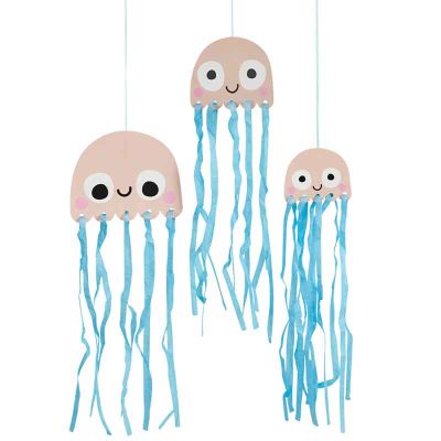3pc Hanging Jellyfish With Tissue Tassels Decoration
