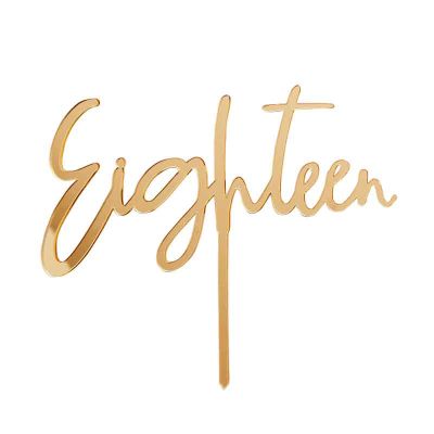 Gold 'eighteen' Acrylic Cake Topper