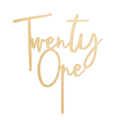 Gold 'twenty One' Acrylic Cake Topper