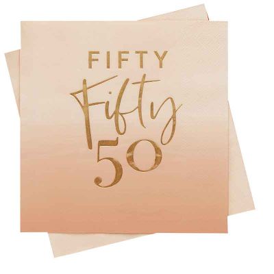 Gold Foiled 'fifty' Paper Napkins (pack quantity 16)