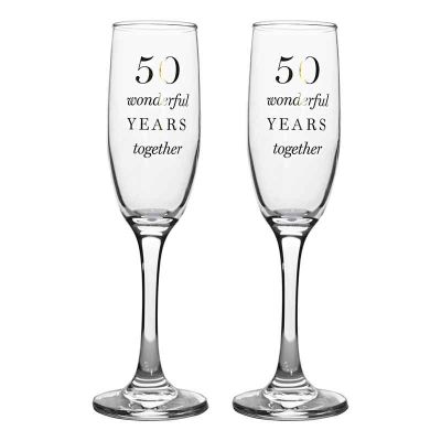 2pc 50th Anniversary Amore Champagne Flutes