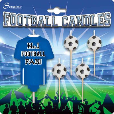 Blue And White Football Candles 6s
