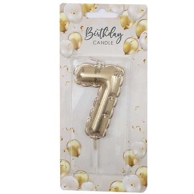6cm Gold Balloon Shaped Numeral 7 Candle