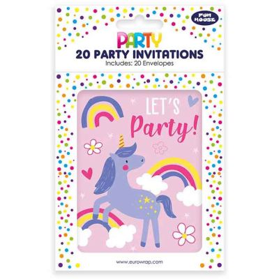 Unicorn Party Invitations (pack quantity 20)