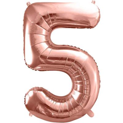 86cm Rose Gold Number 5 Foil Balloon