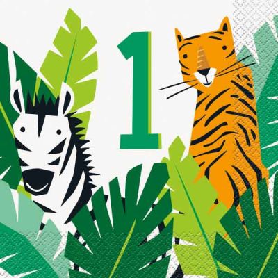Animal Safari 1st Birthday Napkins (pack quantity 16)