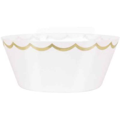 10 Inch White Plastic Gold Serving Bowl
