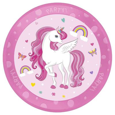 21cm Unicorn Rainbow Colors Reusable Party Plate
