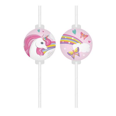 Unicorn Rainbow Colors Drinking Straws (pack quantity 4)