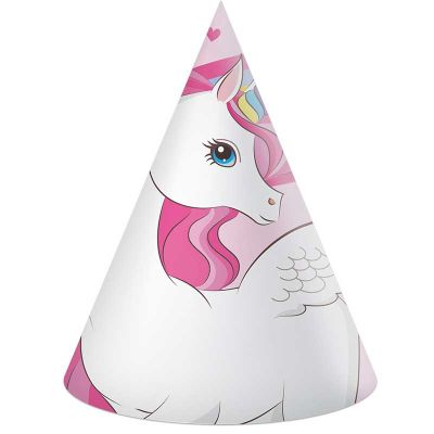 Unicorn Rainbow Colors Paper Hats (pack quantity 6)