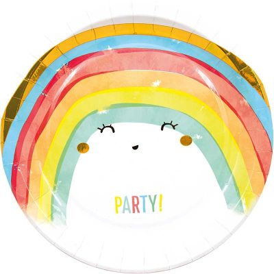 23cm Rainbow Party Paper Plates (pack quantity 8)