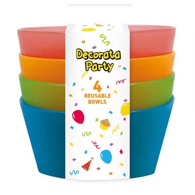 13cm 4assorted Rainbow Party Reusable Bowls (pack quantity 4)