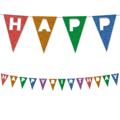 2m Rainbow Party Reusable Felt Happy Birthday Flag Banner