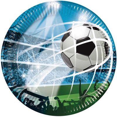 20cm Soccer Fans Paper Plates (pack quantity 8)