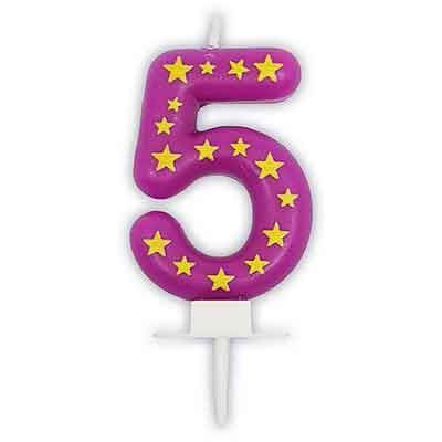 Birthday Candles Stars Numeral 5 Candle
