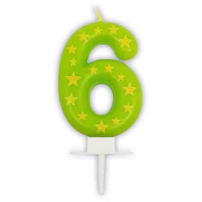 Birthday Candles Stars Numeral 6 Candle