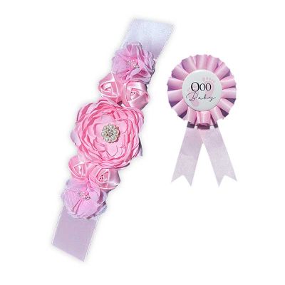 Pink Baby Bump Belt & Rosette Set