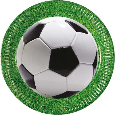 23cm Football Party Paper Plates (pack quantity 8)