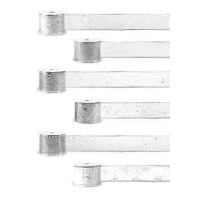 6assorted Silver Wired Christmas Ribbon 18s