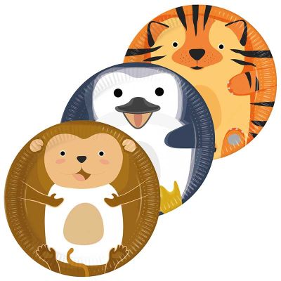 23cm Zoo Animals Paper Plates (pack quantity 8)