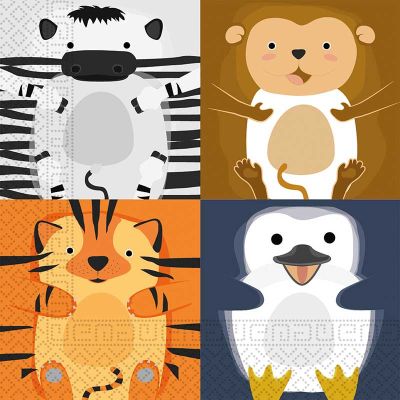 2ply Zoo Animals Paper Napkins (pack quantity 20)
