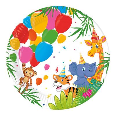 20cm Jungle Animals Paper Plates (pack quantity 8)