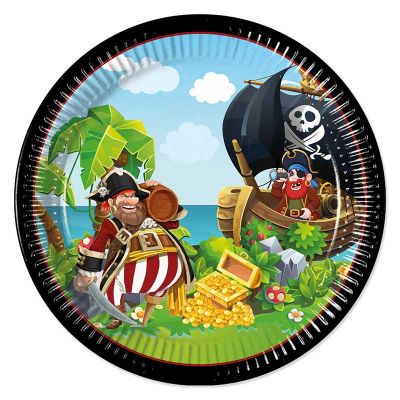 23cm Island Pirates Paper Plates (pack quantity 8)