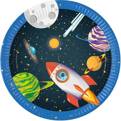 23cm Rocket Space Paper Plates (pack quantity 8)