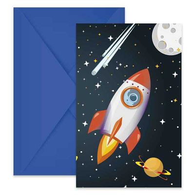 Rocket Space Invitations (pack quantity 6)
