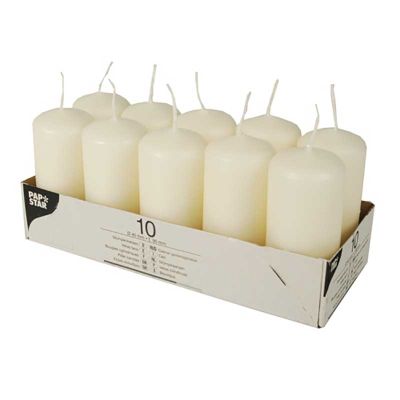40x90mm Cream Pillar Candles 10s (pack quantity 10)