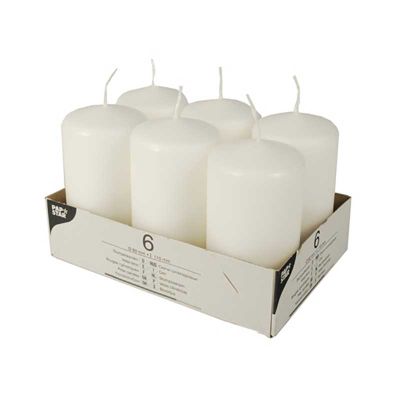 60x115mm White Pillar Candles 6s (pack quantity 6)