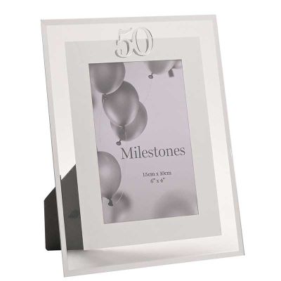 4x6 Inch Milestones 50 Mirror Border Frame