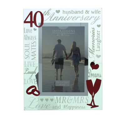 4x6 Inch  40th Anniversary 3d Words Mirror Frame